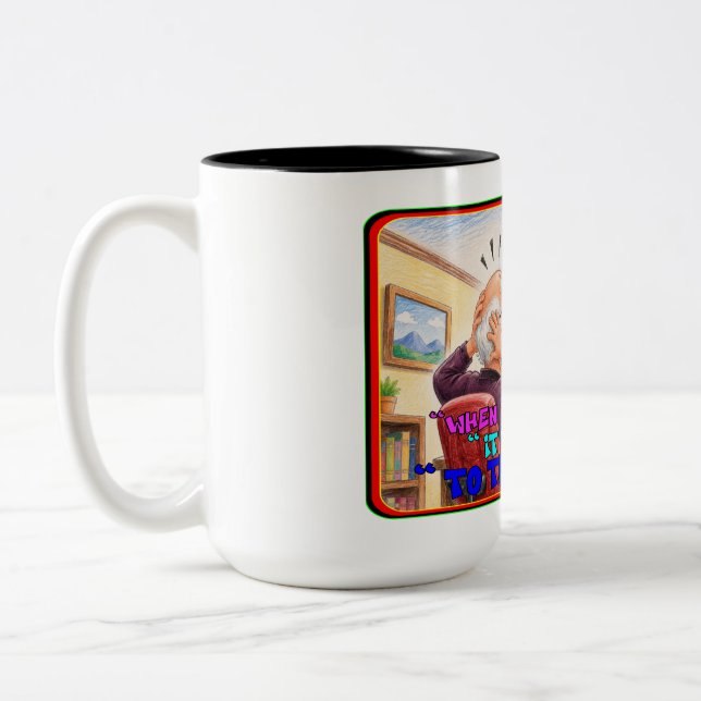Funny Stock Trader Short Squeeze Panic Drawing Two-Tone Coffee Mug (Left)
