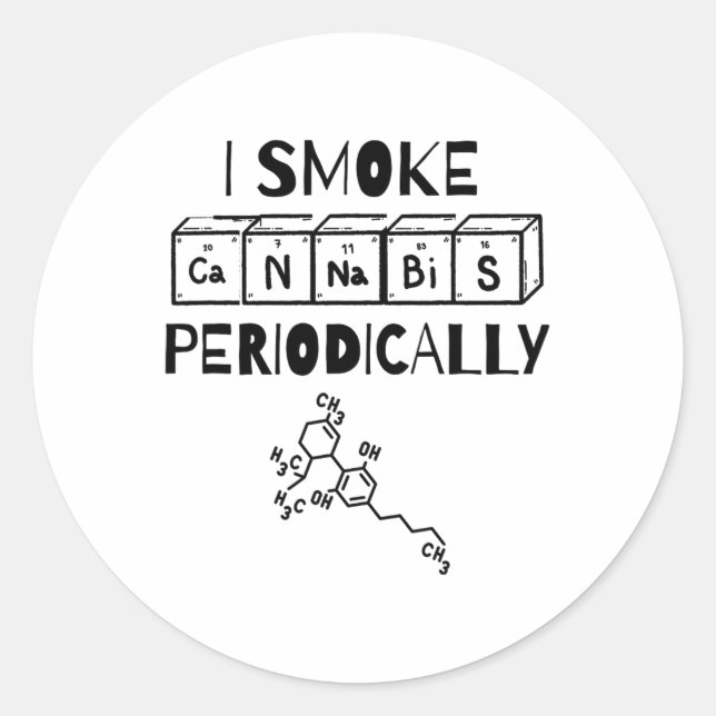 Funny Stoner Day Periodic Table Science Thc  Classic Round Sticker (Front)