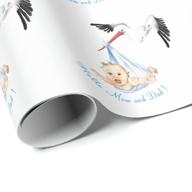 Funny Stork and Baby Shower Wrapping Paper Gift (Roll Corner)