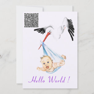 Funny Stork Baby Shower Invitation with QR Code