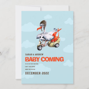 Funny Stork Gender Neutral Simple Cute Pregnancy Announcement