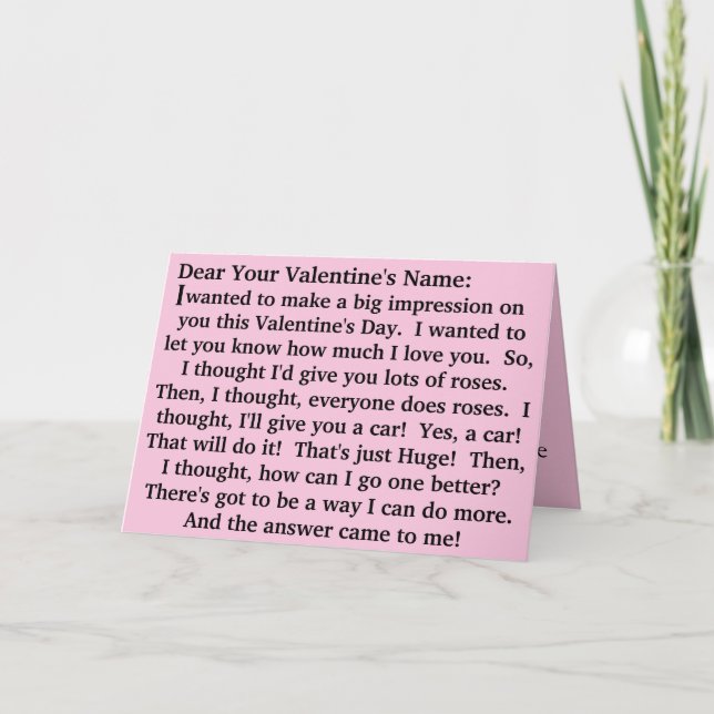Funny Story Car With Roses Valentine''s Day Card (Front)