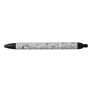Funny Strange Weird Cartoon Faces Drawing Black Ink Pen