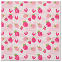 Funny strawberries and swirls in pink,