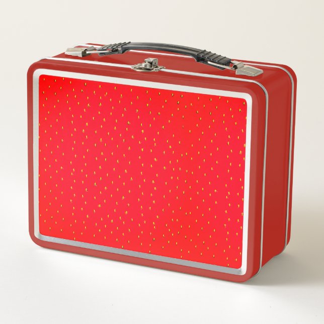 Funny strawberry background metal lunch box (Front)