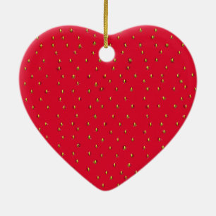 Funny strawberry background red ceramic ornament