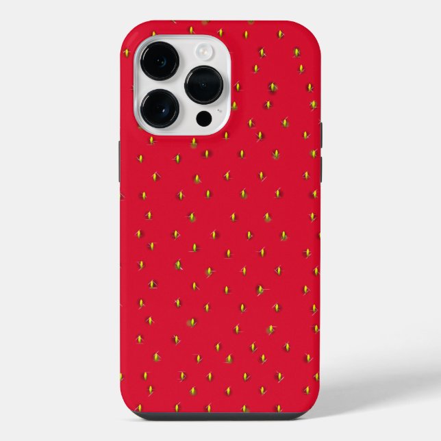 Funny strawberry background red iPhone case (Back)