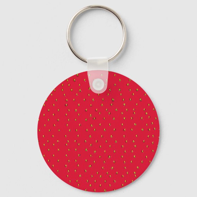 Funny strawberry background red keychain (Front)