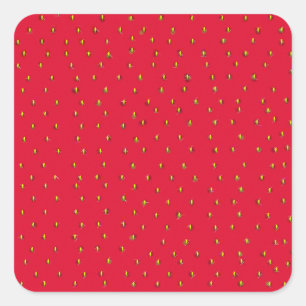 Funny strawberry background red square sticker
