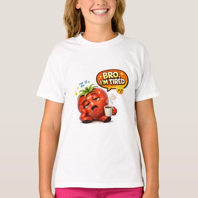 Funny Strawberry "Bro I'm Tired" Graphic Tee (Front)