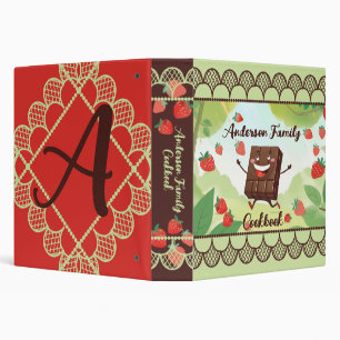 Funny strawberry cooking baking cookbook recipe binder