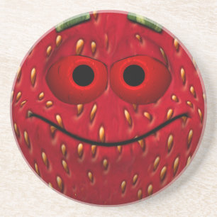 Funny Strawberry Emoticon Coaster