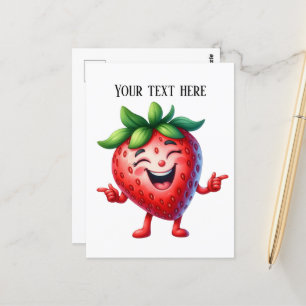 Funny strawberry lovers add text  postcard