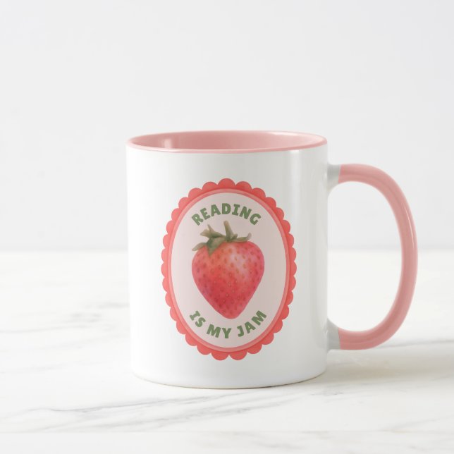 Funny Strawberry Pun Reading is My Jam Mug (Right)