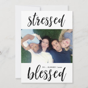 Funny Stressed & Blessed Christmas Holiday Photo Card