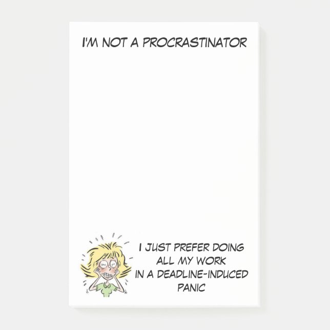Funny Stressed Out Woman Procrastinator Post-it Notes (Front)