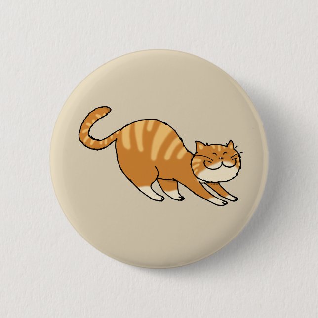 funny stretching cat 2 inch round button (Front)
