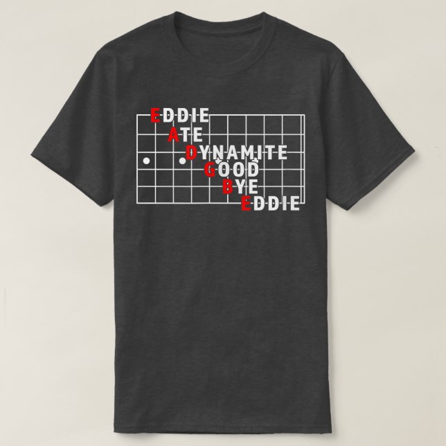 Funny String Name Eddie Ate Dynamite Good Bye Eddi T-Shirt (Design Front)
