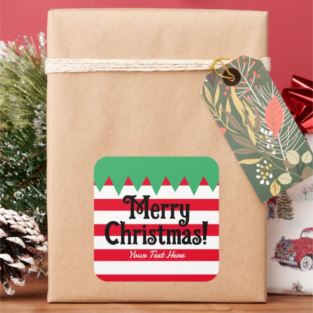 Funny striped elf suit custom Christmas stickers (Holiday)