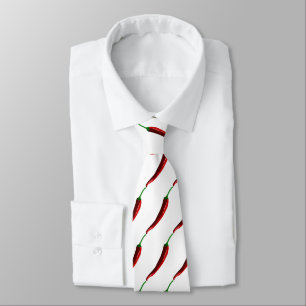 Funny striped hot chili peppers for cooks tie