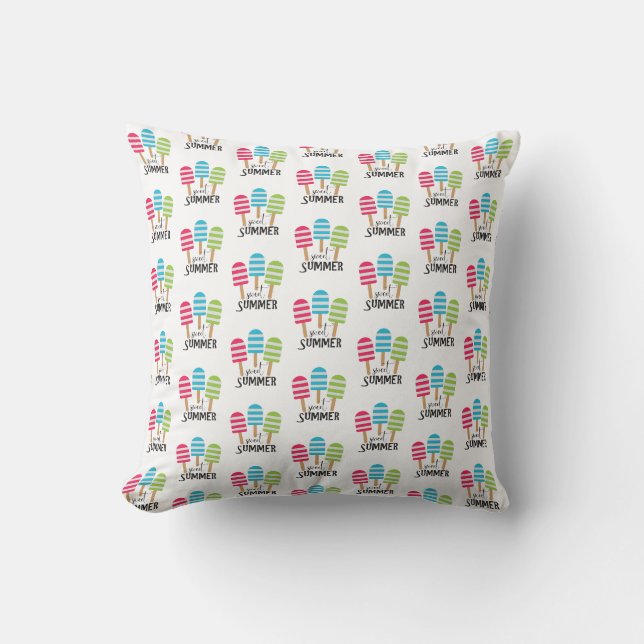 Funny Striped Popsicles Throw Pillow (Front)