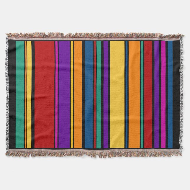 Funny Stripes coloured IX + your background colour Throw Blanket (Front)