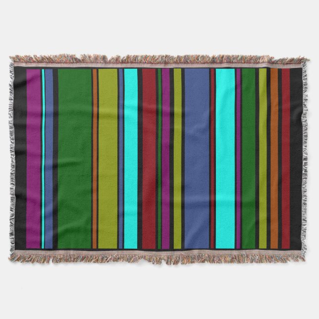 Funny Stripes coloured X + your background colour Throw Blanket (Front)