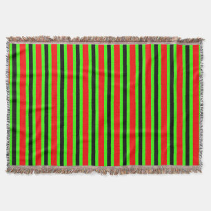 Funny Stripes Pattern - black red + your backgr. Throw Blanket