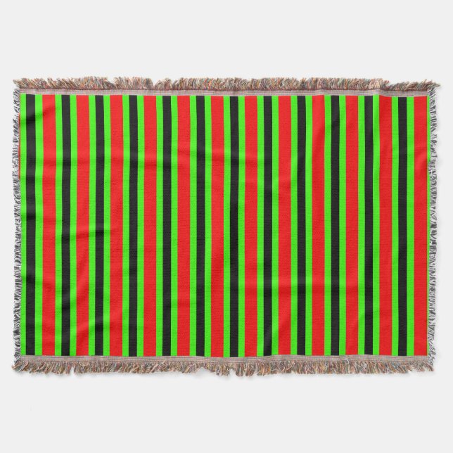 Funny Stripes Pattern - black red + your backgr. Throw Blanket (Front)