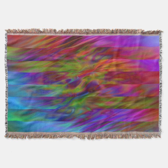 Funny Stripes Pattern - coloured waves + your idea Throw Blanket (Front)