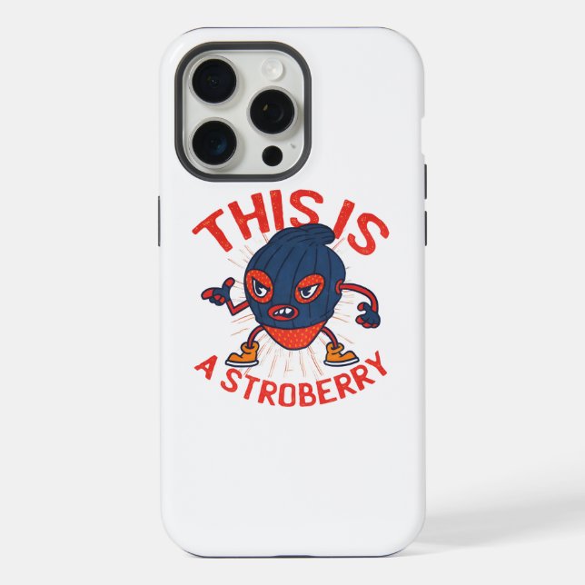Funny Stroberry Masked Fruit Art iPhone Case (Back)