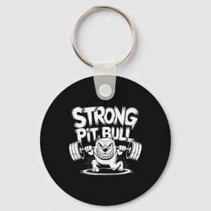 Funny Strong Crucifix Lifting Pitbull  Keychain