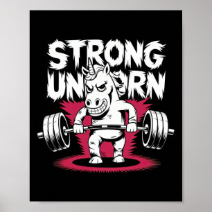 Funny Strong Deadlift Bodybuilding Unicorn Poster