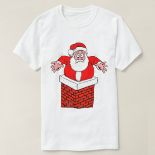 Funny Stuck Santa Christmas Eve Chimney T-Shirt