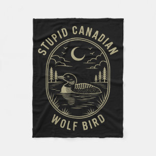 Funny Stud Canadian Wolf Bird Loon Hockey Wildlife Fleece Blanket