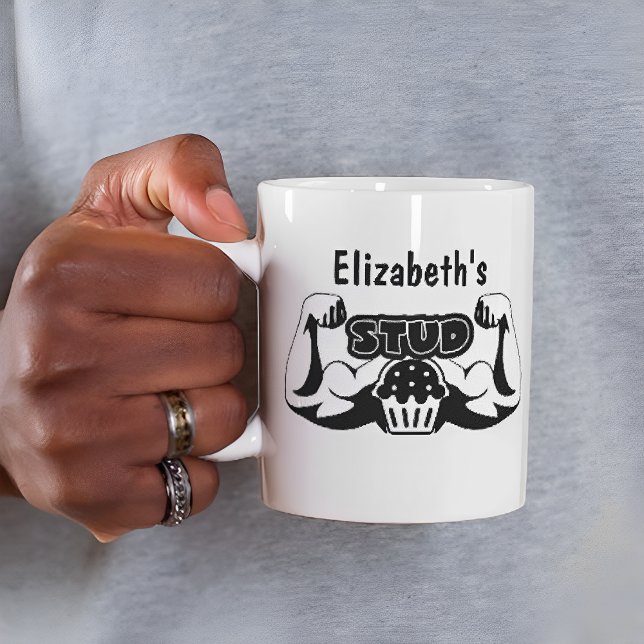 Funny Stud Muffin Boyfriend Husband Valentine gift Two-Tone Coffee Mug (Creator Uploaded)