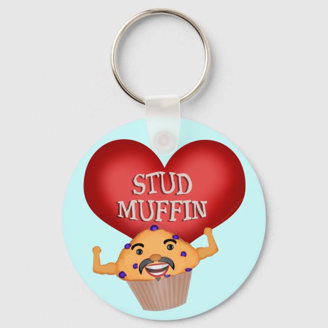 Funny Stud Muffin Men's Keychain (Front)