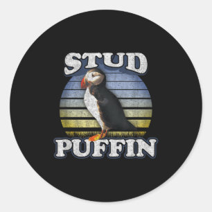 Funny Stud Muffin Vintage Retro Style Stud Puffin  Classic Round Sticker