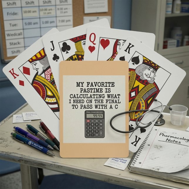 Funny Student Final Exam Calculator Quote  Playing Cards (Creator Uploaded)
