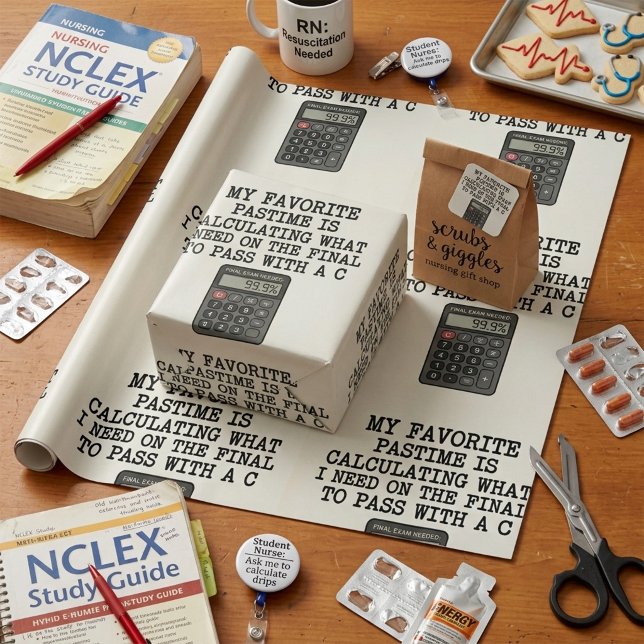 Funny Student Final Exam Calculator Quote  Wrapping Paper (Creator Uploaded)