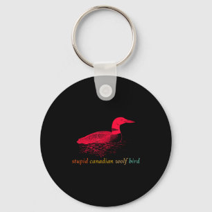 Funny Stupid Canadian Wolf Bird Design Keychain
