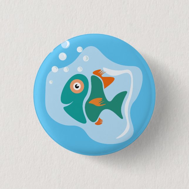 Funny Stylish Fish 1 Inch Round Button (Front)