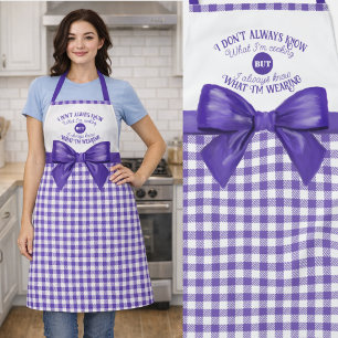 Funny Stylish Purple Gingham Bow  Apron
