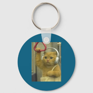 Funny Subway Cat Meme Stud Brainrot Cats Humor Kit Keychain