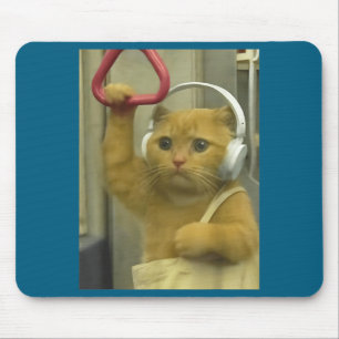 Funny Subway Cat Meme Stud Brainrot Cats Humor Kit Mouse Pad