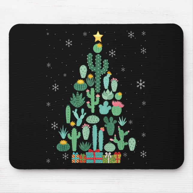 Funny Succulent Christmas Tree Cactus Gardener  Mouse Pad (Front)
