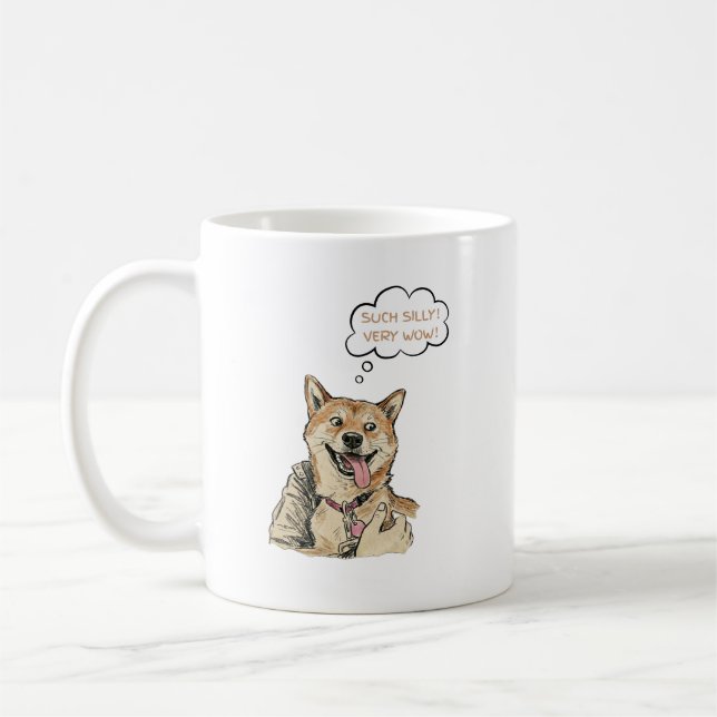 Funny "Such Silly Very Wow" Shiba Inu Doge MemeArt Coffee Mug (Left)
