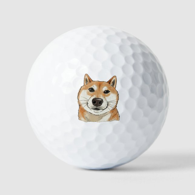 Funny "Such Silly Very Wow" Shiba Inu Doge MemeArt Golf Balls (Front)
