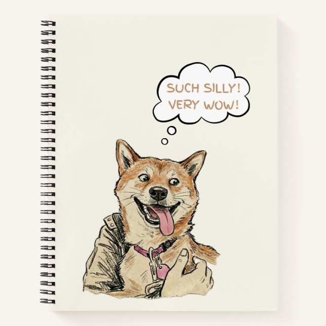 Funny "Such Silly Very Wow" Shiba Inu Doge MemeArt Notebook (Front)