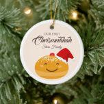 Funny Sufganiyah Our First Chrismukkah, Hanukkah Ceramic Ornament<br><div class="desc">Funny Sufganiyah Our First Chrismukkah,  Hanukkah Ornament</div>